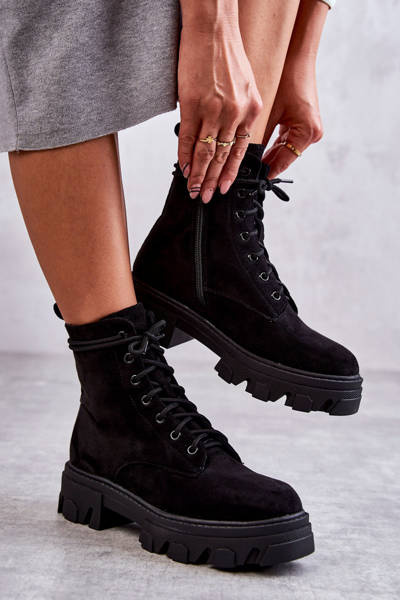 Velúr meleg csizma Workers Black Darvin