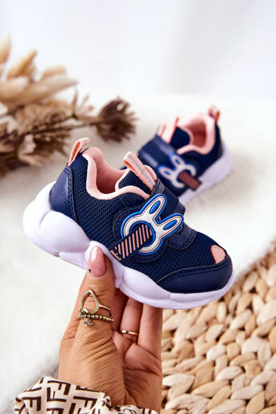 Chaussures de sport Velcro pour enfants Befado 516P090 marine et rose