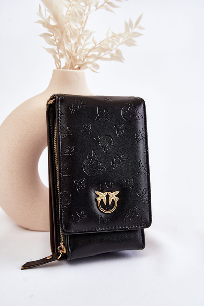Portefeuille de sac à main à la mode 2 en 1 avec gaufrage noir Savano