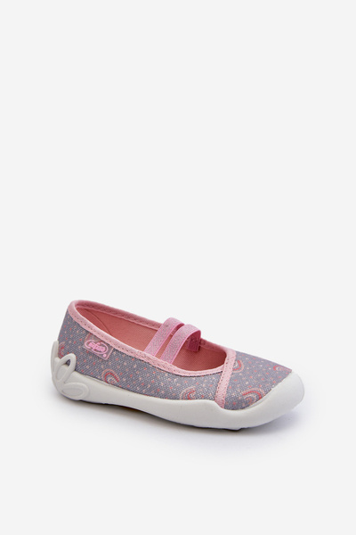 Hausschuhe Ballerinas mit Muster Befado 116X328 Grau-Rosa