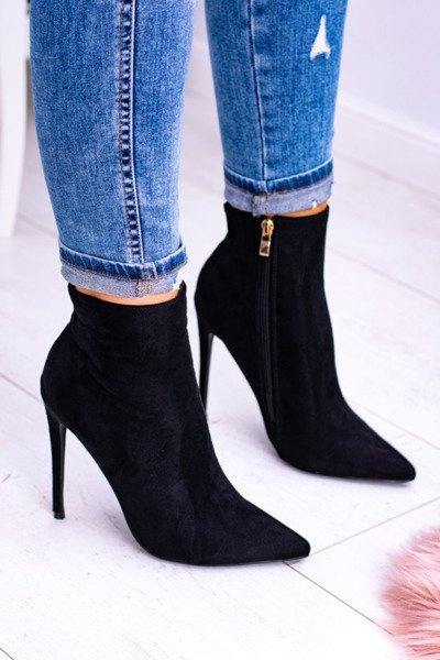 Lu Boo Schwarze Wildleder Stiletto Stiefel Veneci