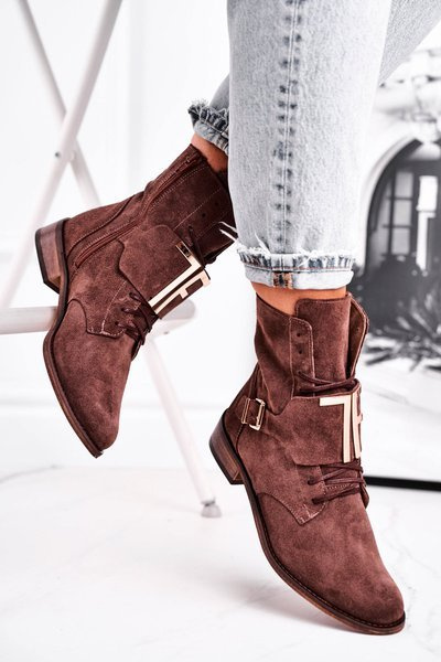 Damenstiefel aus braunem Wildleder Nicole 2591