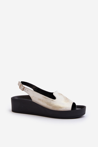 Sandales Femme Cuir Semelle Épaisse Or Vieilli Zazoo 2893
