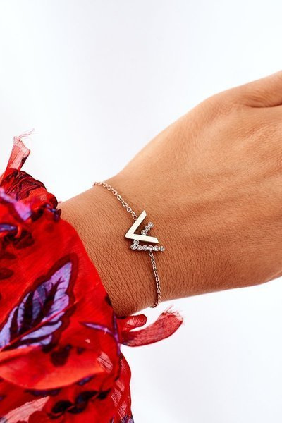 Bracelet chaîne avec zircons cubiques en or rose