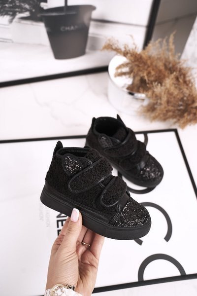 Vollständig gepolsterte hohe Kinderturnschuhe Schwarz Clifford