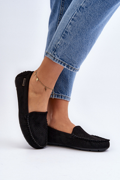 Mocassins En Treillis Noirs Femme Rasirna