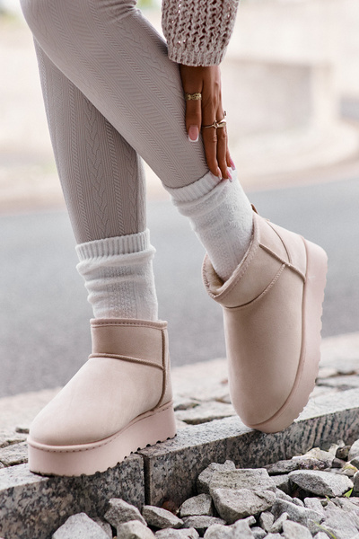 Bottes De Neige Pour Femmes Sur Plateforme Isolées Avec Fourrure Beige Clair Xamella