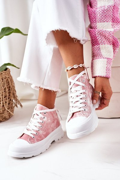 High-Top-Sneakers Rosa mit Tie-Dye-Effekt Trissy