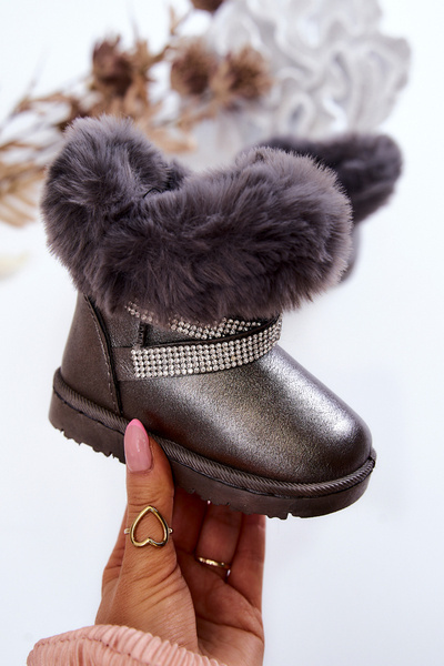 Bottes De Neige Pour Enfants Avec Oxyde De Zirconium Gris Foncé Hollee