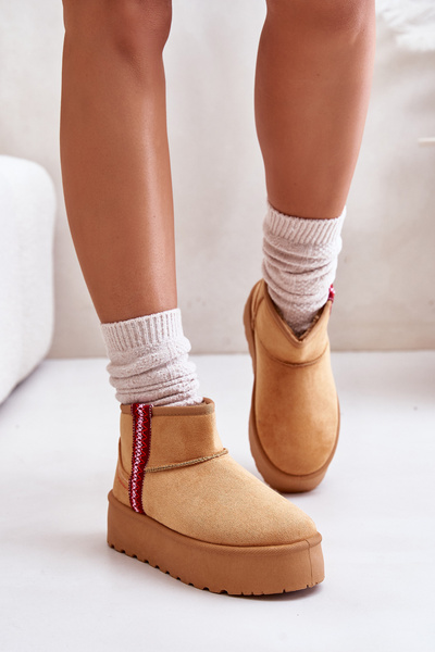 Bottes De Neige Femme Sur Plateforme Isolées Camel Lomessa