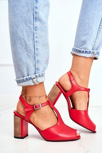 Maciejka Damen Sandalen aus Leder Rot 04117