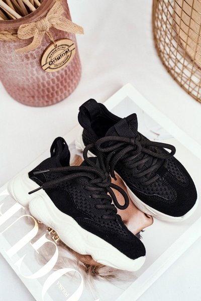 Kinder Schnürsportschuhe Wildleder Schwarz Volema