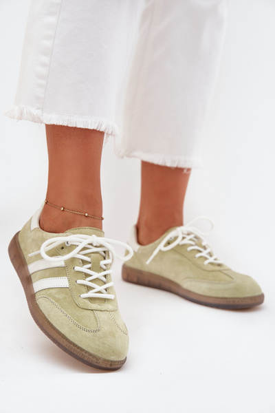 Niedrige Leder Sneaker Damen Limette Ismina