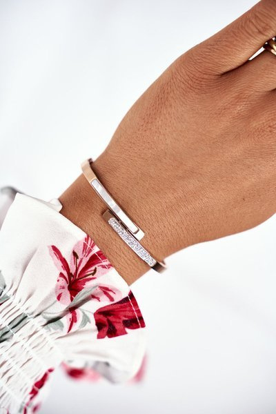 Női acél karkötő cirkóniákkal Rose Gold Sekvana