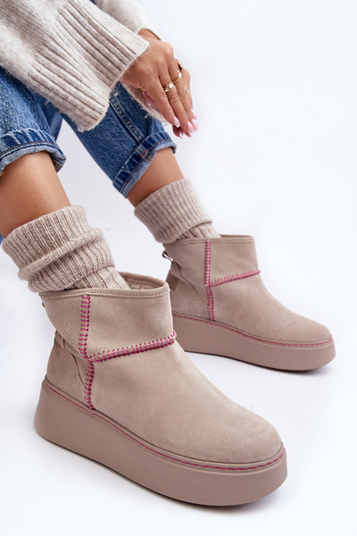 Bottes de neige en daim pour femmes Maciejka 06257-22 Beige clair