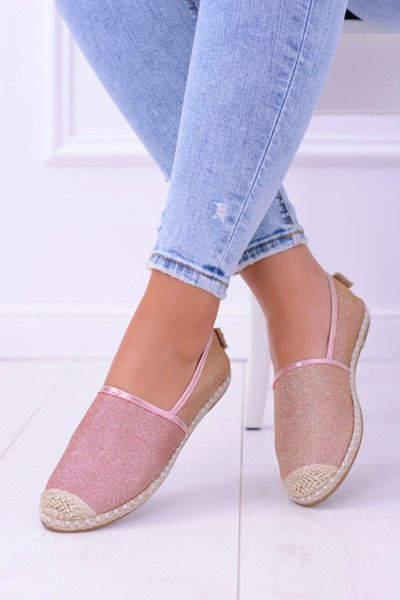 Lu Boo Espadrilles en brocart or rose