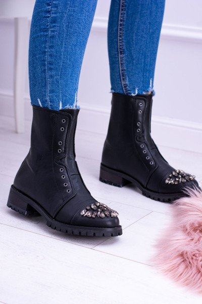 Carrie, cirkonio, juodi moteriški batai Carrie