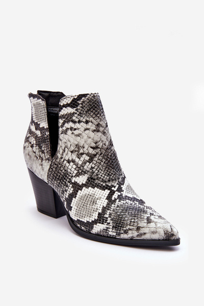 Bottines Serpent à Découpes Femme Noir et Blanc Caderina