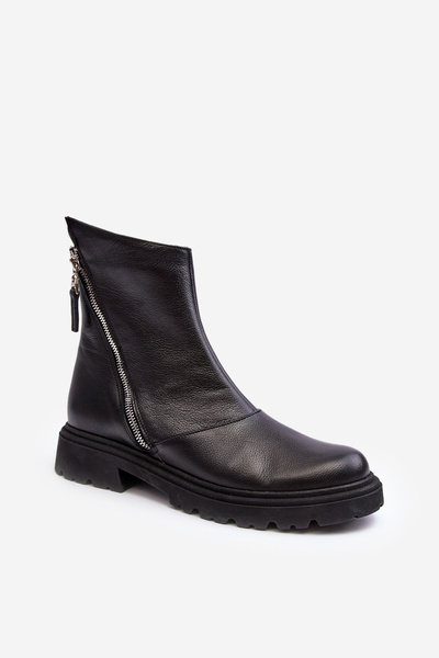 Ghete dama din piele cu toc plat Laura Messi 2620/975 Negre