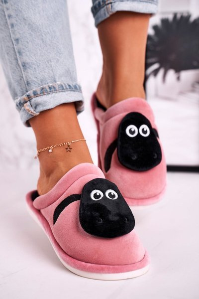 Women's Velor Slippers With Sheep Powder Pink Charlie