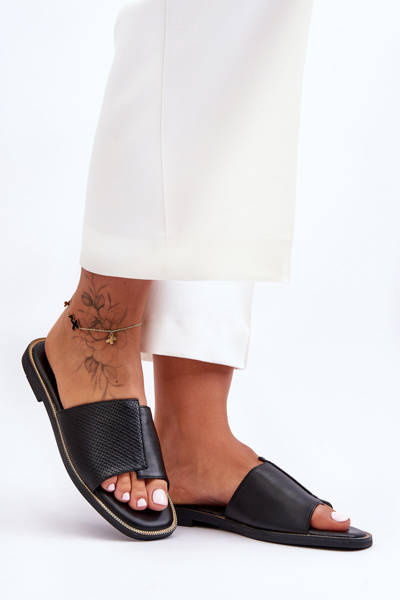 Papuci din piele pentru femei Harmonie neagră