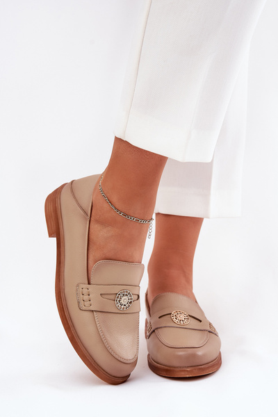 Mocassins Élégants Pour Femmes En Cuir Naturel Vinceza 18100 Beige