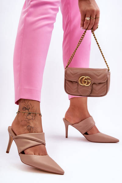 Sandales à Talons en Cuir Beige Foncé Aveline