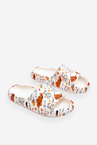 Chaussons Femme En Mousse Avec Nounours Et Lettres Beige-orange Zoey