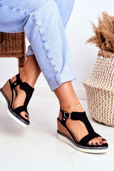 Női szandál Wedge Black Rosa