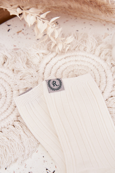 Baumwollsocken gestreift Damen Ecru