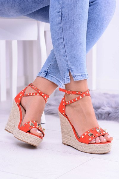 Raudonos Espadrilės Espadrilės Sandalai, nusagstyti kalnų krištolais Narumi