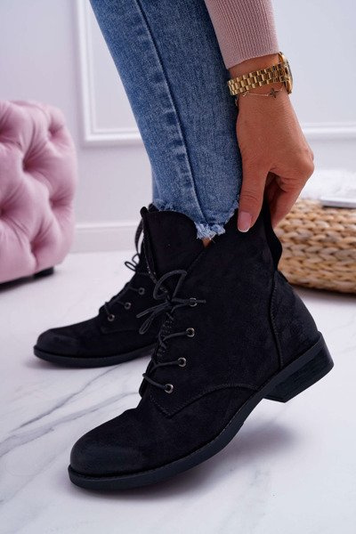 Cizme înalte pentru femei Black Suede Barski 75-13