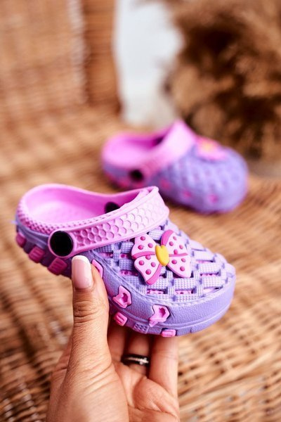 Children's Foam Slides Purple Bow