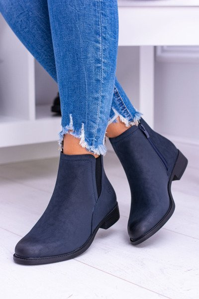 Sergio Leone tamsiai mėlyni Nubuck Stiletto batai plokščiu kulnu Vuko