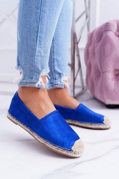 Lu Boo Blau Wildleder Leinen Espadrilles Slip On Ramen