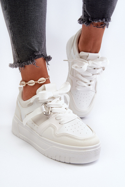 Damen Plateau-Sneaker aus weißem Kunstleder Moun