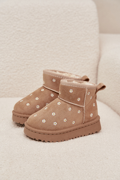 Kinder Schneestiefel mit Blumen verziert beige Gracina
