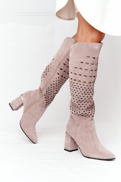 Bottes De Printemps En Daim Ajouré Lewski Shoes 2847/B Beige