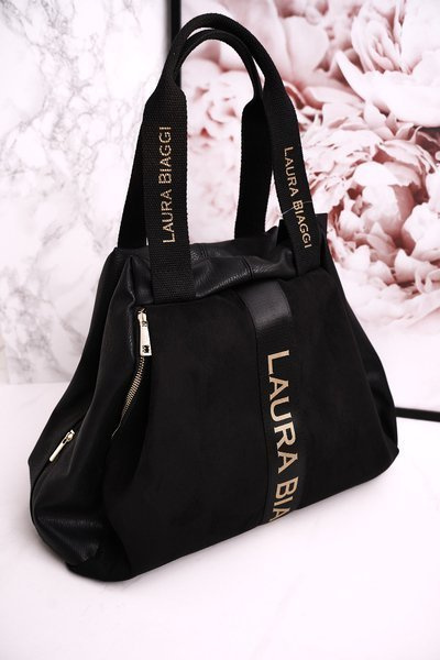Shopper válltáska LAURA BIAGGI bőr/velúr fekete