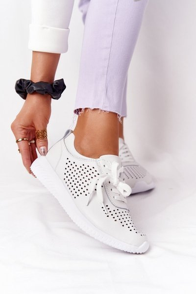 Chaussures de Sport en Cuir Ajouré S.Barski Blanc