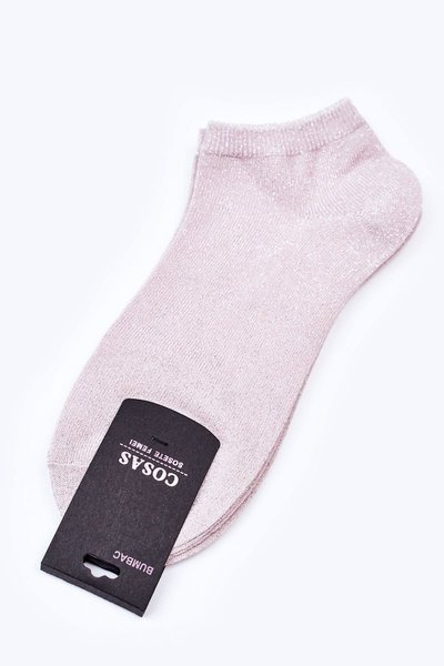 Double Pack Women's Ankle Socks With Silver Thread COSAS Ecru