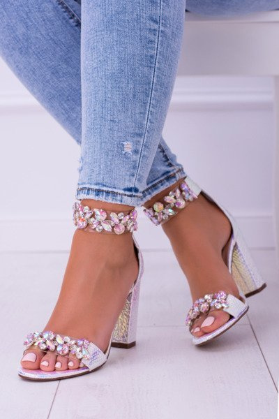 Lu Boo Sandales Lambada Irisées Bleu Argent Zircone