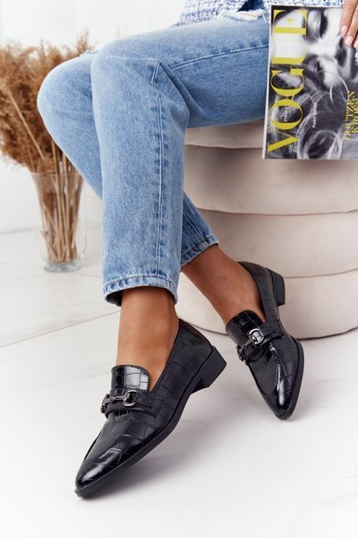 Elegante Damen Mokassins S.Barski Schwarz