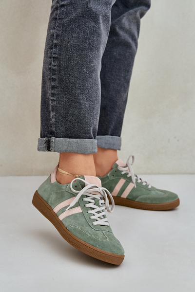 Žalios Žemos Moteriškos Sneakers iš Suede Zazoo