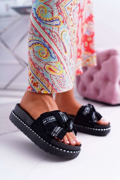 Flip Flops für Damen Geformte Innensohle mit Schleife Schwarz Vrenya