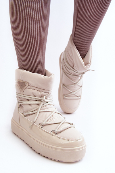 Bottes de neige femme à plateforme et lien Beige Fleure