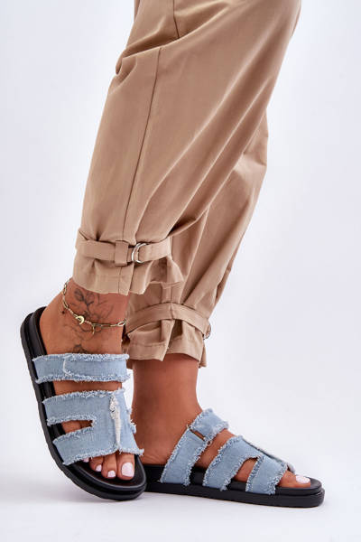 Chaussons en matière pour femmes avec fermeture éclair et lamirose bleu