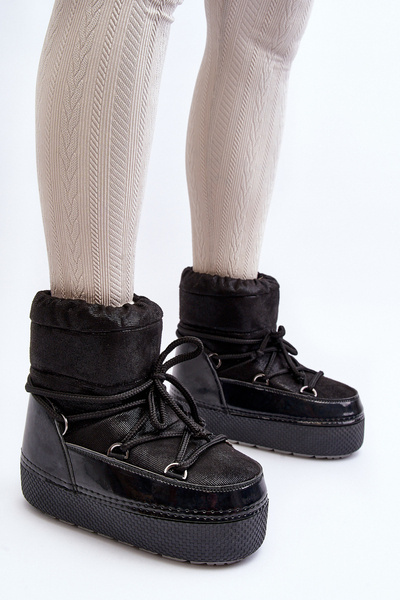 Bottes de neige pour femmes à lacets noirs Toolsa