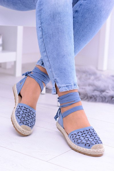 Moterų mėlyna balerina Pakopinė espadrilės Vasero
