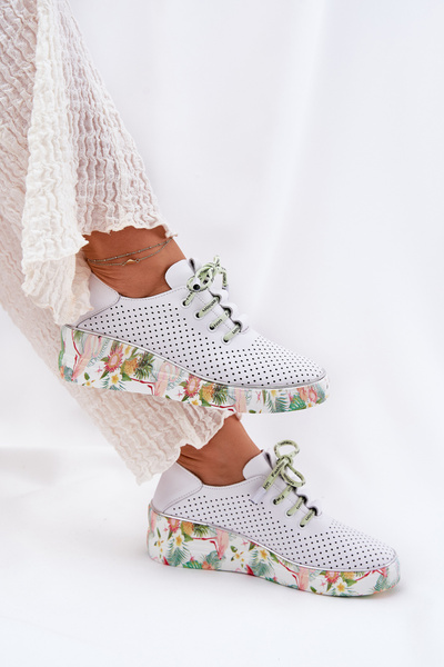 Pantofi Din Piele Cu Toc Înalt Și Model Artiker 54C1807 Alb-Verde